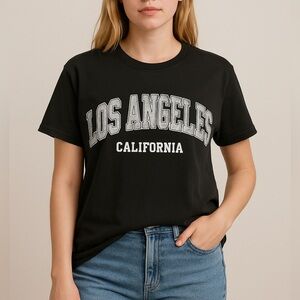 Los Angeles California Graphic Tee Black Size Large